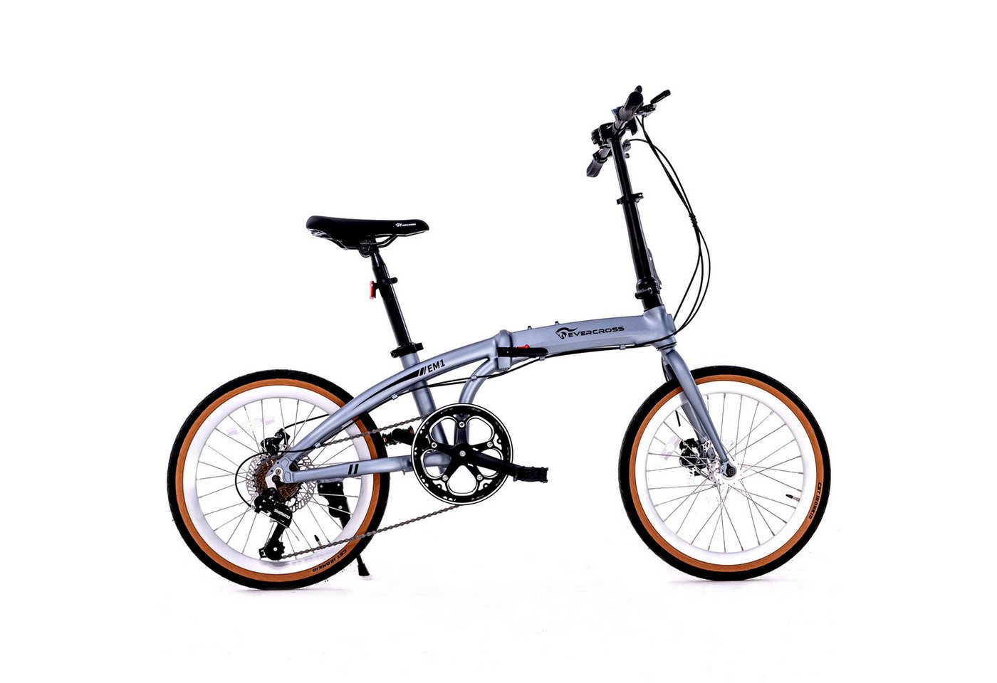 EVERCROSS TECH Faltrad EM1 20 Zoll, sekundenschnell faltbares Fahrrad, Aluminiumrahmen, 7 Gang, 7 Gang, Scheibenbremse, Max 100 kg Klapprad für Damen & Herren Bild 3