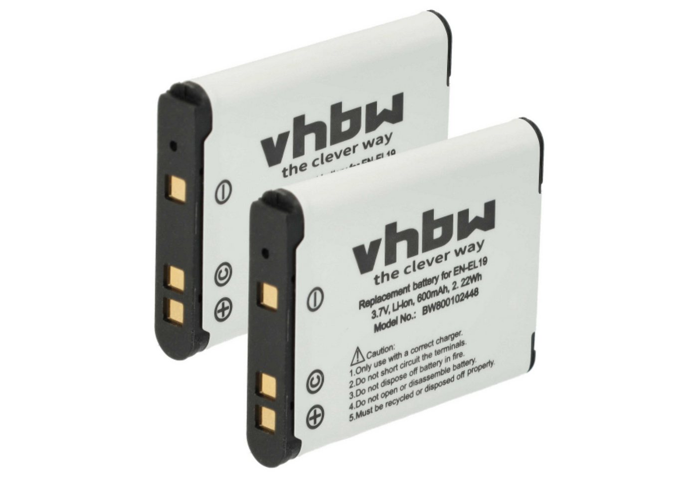 vhbw Akku passend für Nikon Coolpix W150 Kamera / Foto / Kompaktkamera (600 Kamera-Akku Akku Li-Ion 600 mAh (3,7 V, 2 St), Leistungsfähige Austausch-Akkus für Digitalkamera, Spiegelreflexkamera Bild 2