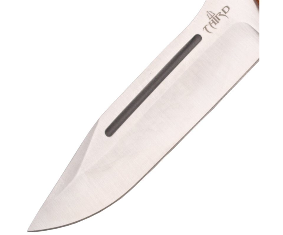 Third Universalmesser Third Jagdmesser mit Pakkaholzgriff, Lederscheide, rfr. Stahl, (2 St), robuster Griff aus Pakkaholz Bild 4