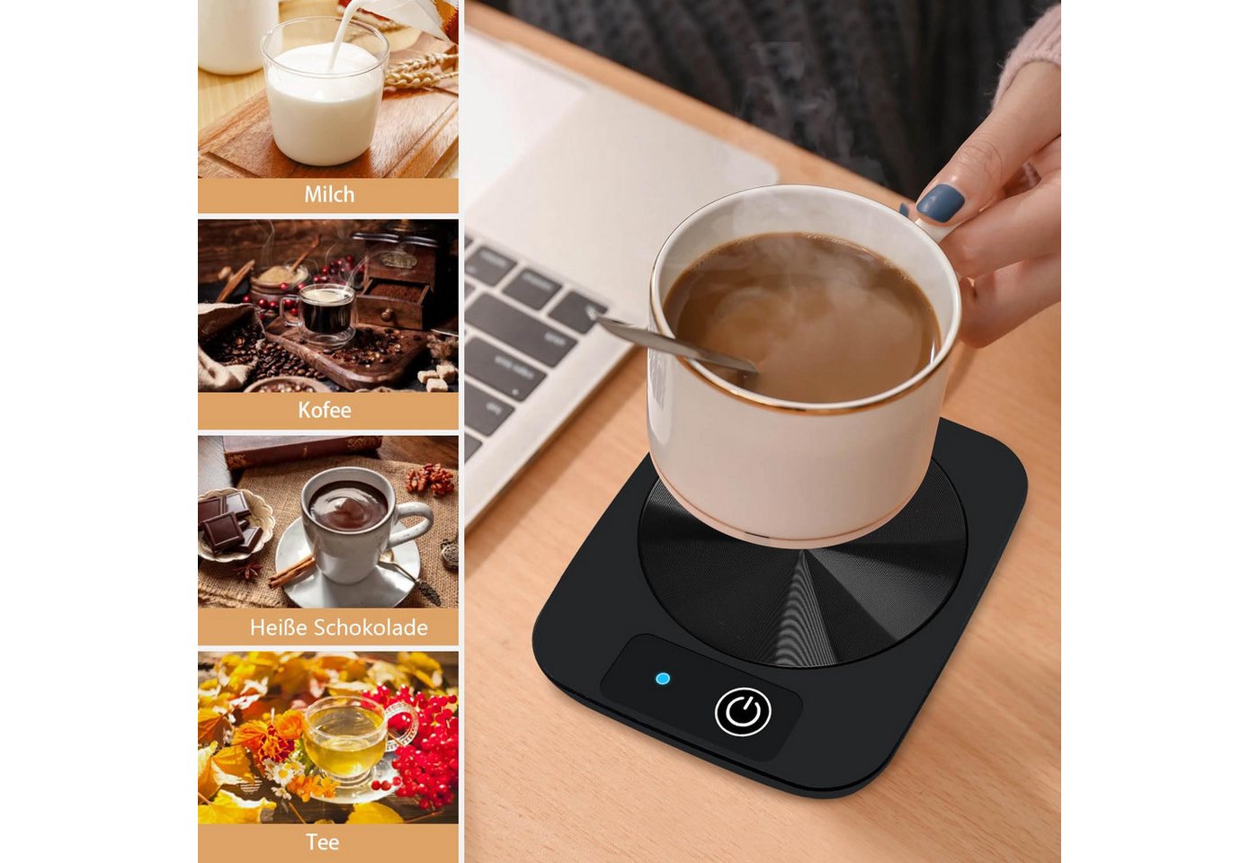 Mrilary Tassenwärmer USB Tassenwärmer 45°C – Becherwärmer für Kaffee & Tee, Tassenheizplatte für Büro, Schreibtisch und Zuhause Bild 3