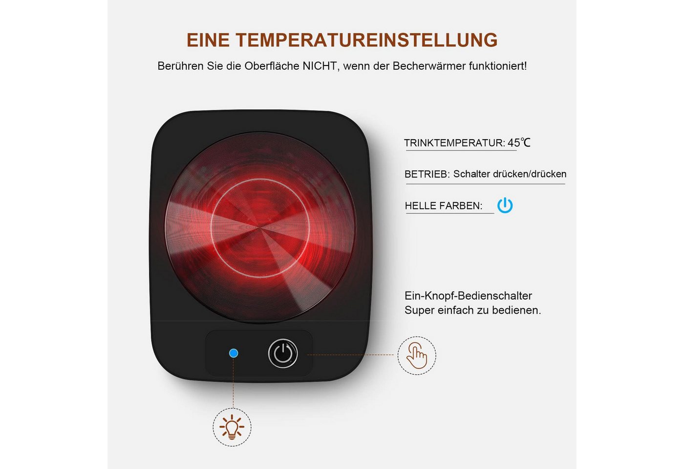 Mrilary Tassenwärmer USB Tassenwärmer 45°C – Becherwärmer für Kaffee & Tee, Tassenheizplatte für Büro, Schreibtisch und Zuhause Bild 4