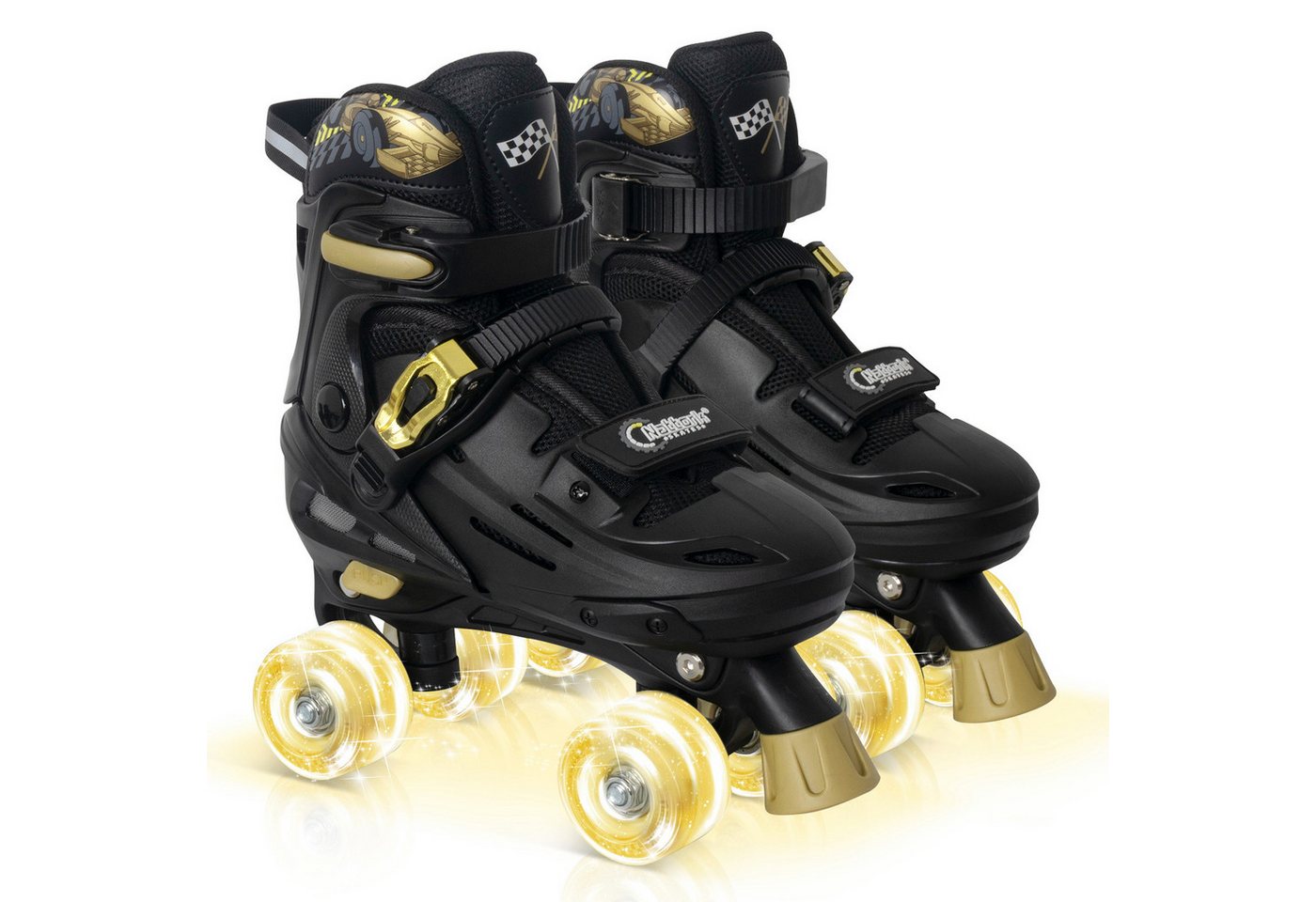 Nattork Rollschuhe Kinder Verstellbar, mit LED-Rädern, Quad Roller Skates Jungen Mädchen, Rennwagen Design, 4 Größen verstellbar, ABEC-7 Lager Bild 4