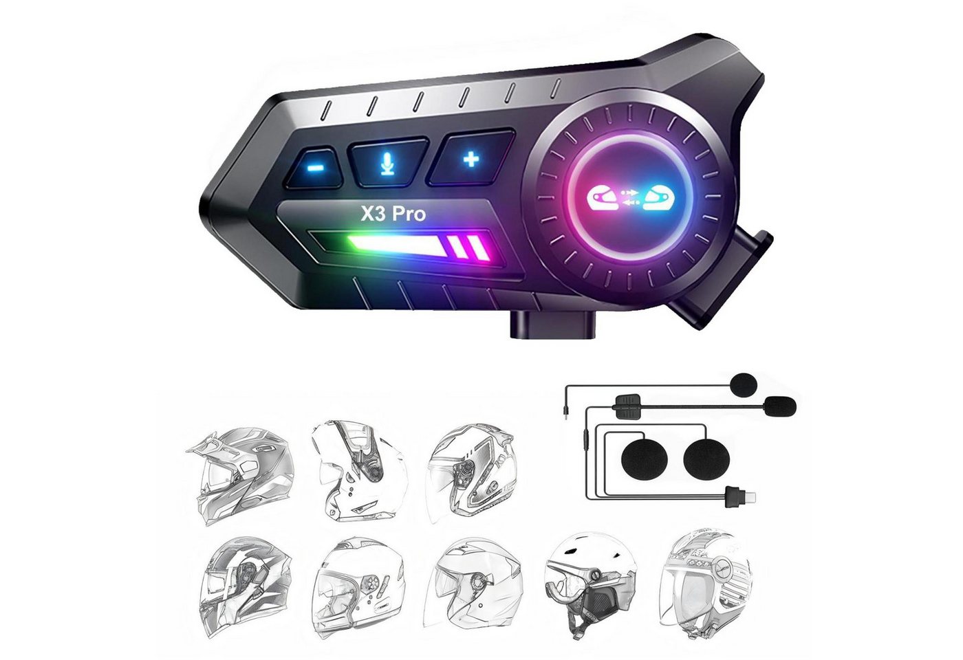 Fyrove Motorradhelm Helm Headset,Motorrad Bluetooth Headset mit 1000mah IP67 wasserdicht, Motorrad Intercom Headset,Einseitiger Kopfhörer,Bluetooth-Kopfhörer Bild 2