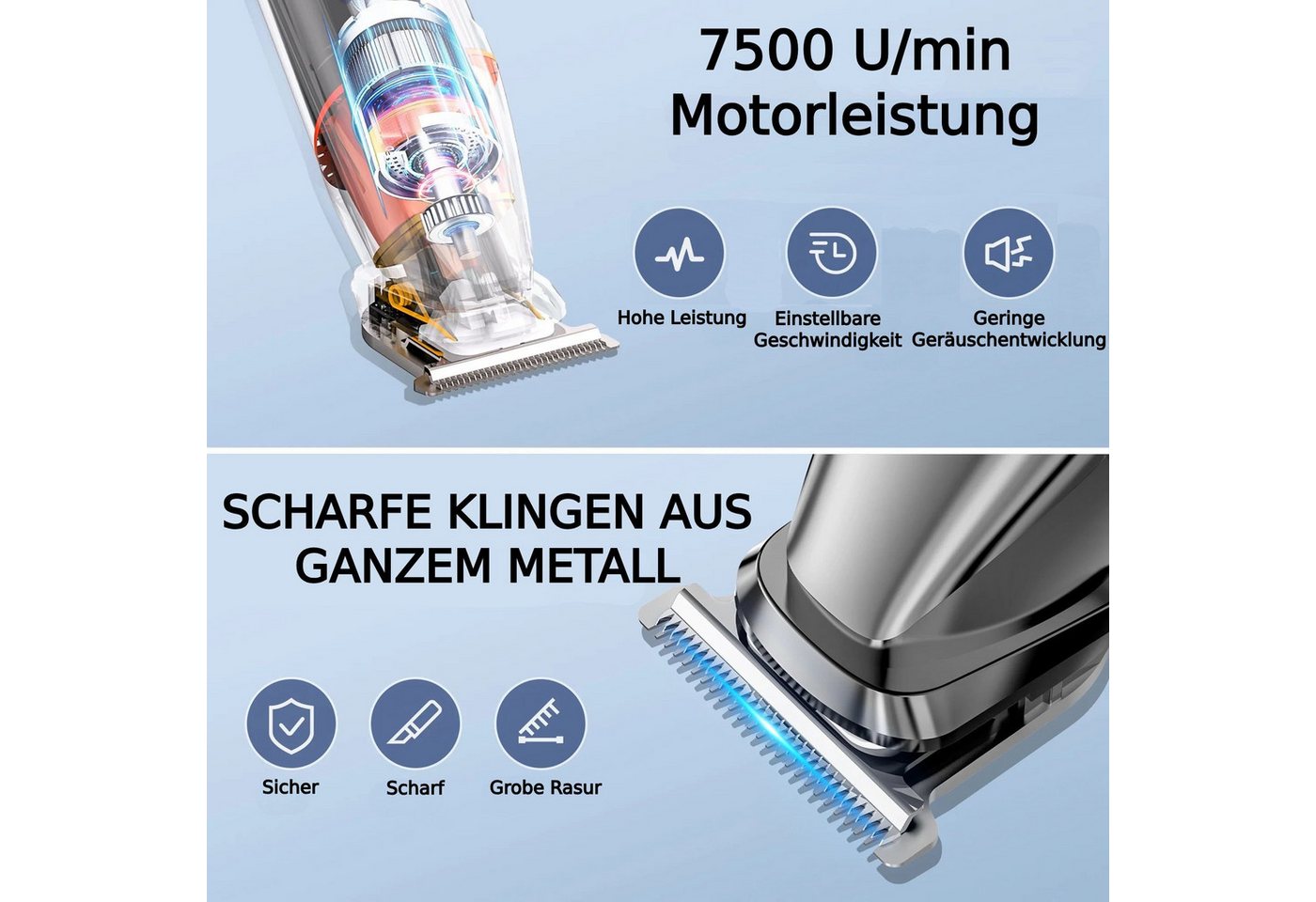 Toomoke Haarschneider 5-in-1 Haarschneider Set,Barttrimmer,Bartschneider,Elektrorasierer, 100% wasserdicht,LED-Anzeige, Lange Standbyzeit Bild 2