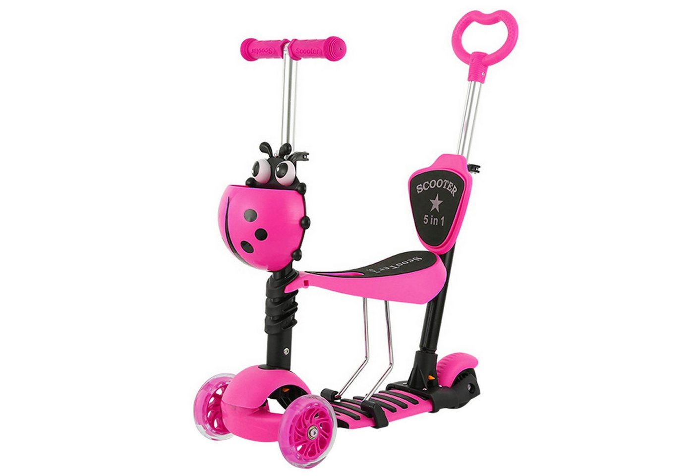 OUNUO Dreiradscooter Kinderroller LED ab 2 Jahren–3 Räder,höhenverstellbar,rutschfest