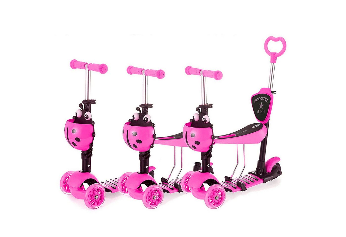 OUNUO Dreiradscooter Kinderroller LED ab 2 Jahren–3 Räder,höhenverstellbar,rutschfest Bild 3