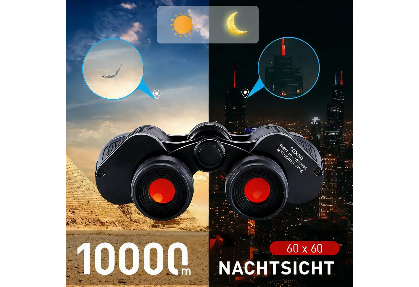 Toomoke Fernglas für eine scharfe Weitsicht Binoculars Fernglas 20x50 mm Fernglas (Fernglass Taschenfernglas für Vogelbeobachtung Wandern Camping) Bild 5