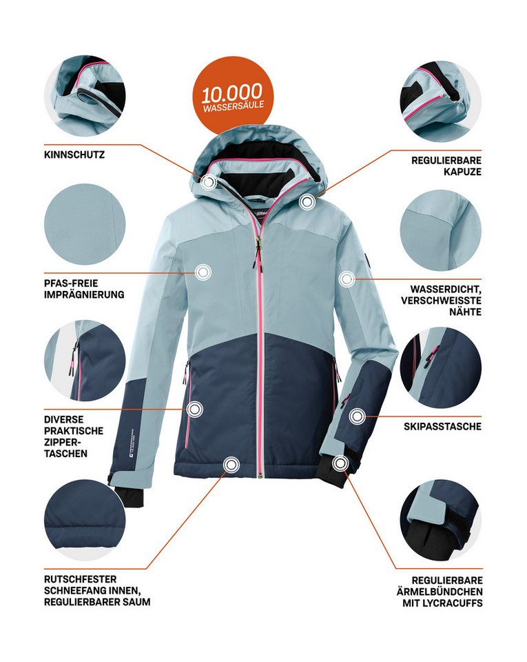 Killtec Skijacke KSW 196 GRLS SKI JCKT Wasserdichte, atmungsaktive Skijacke mit Colourblock-Design Bild 5