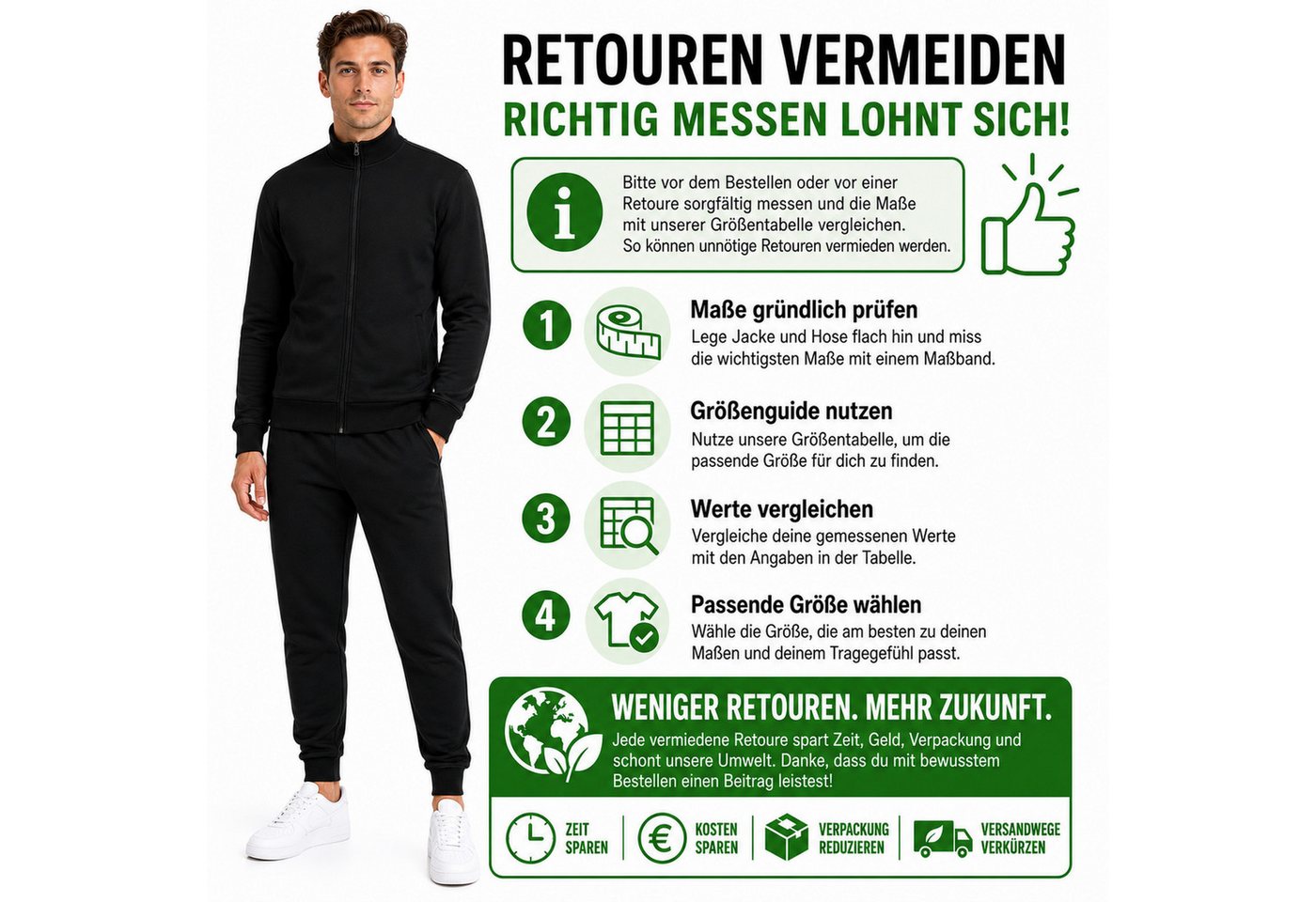 L.gonline Jogginganzug Herren Trainingsanzug Freizeitanzug ohne Kapuze 500A Navy XL (2-tlg., Zipperjacke und Hose), Fitness Freizeit Casual