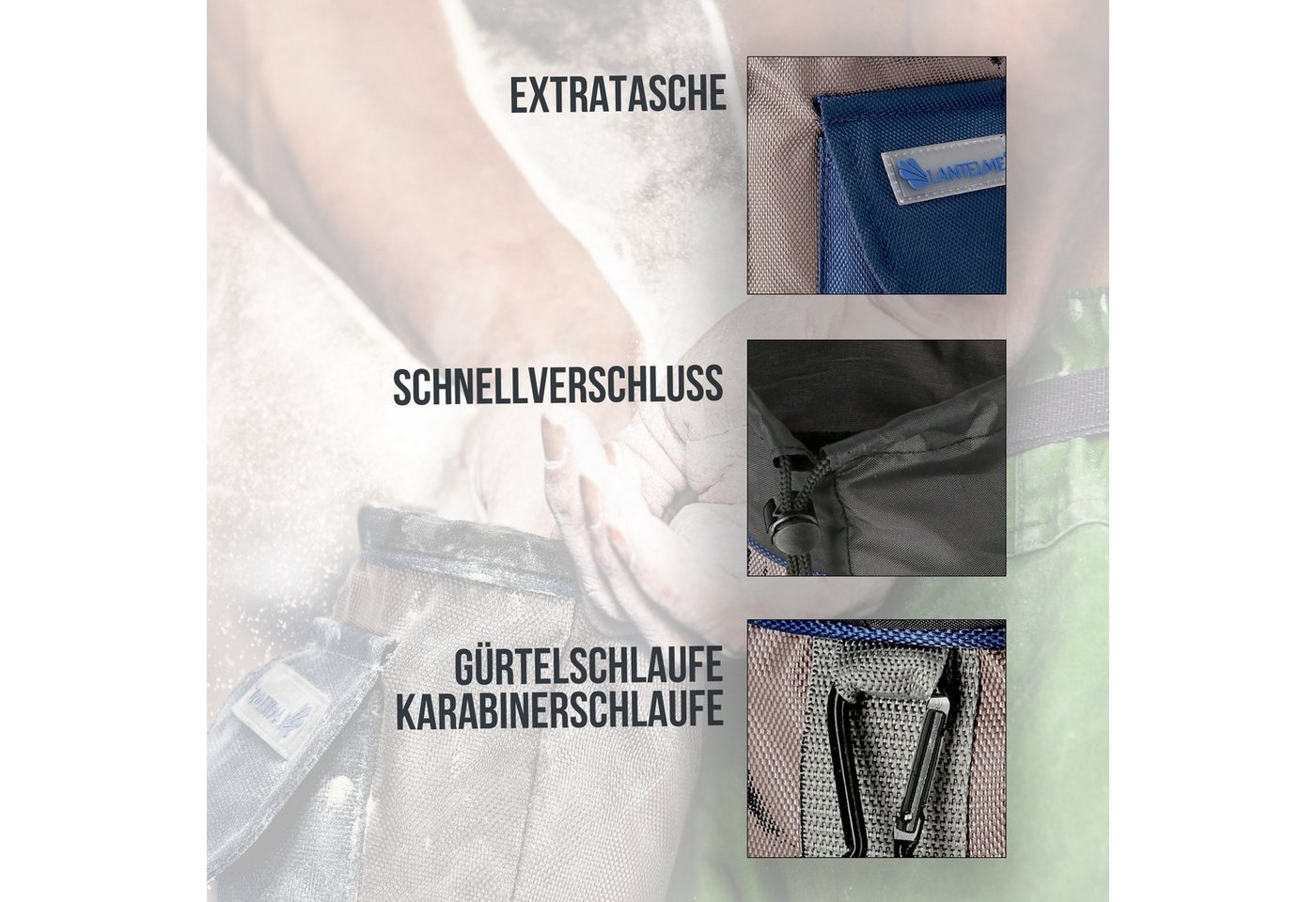 Lantelme Sporttasche Magnesiabeutel Chalkbag Boulder Tasche Hüfttasche Gürteltasche (1-tlg), Chalkbag mit 17x13cm große Öffnung Bild 2