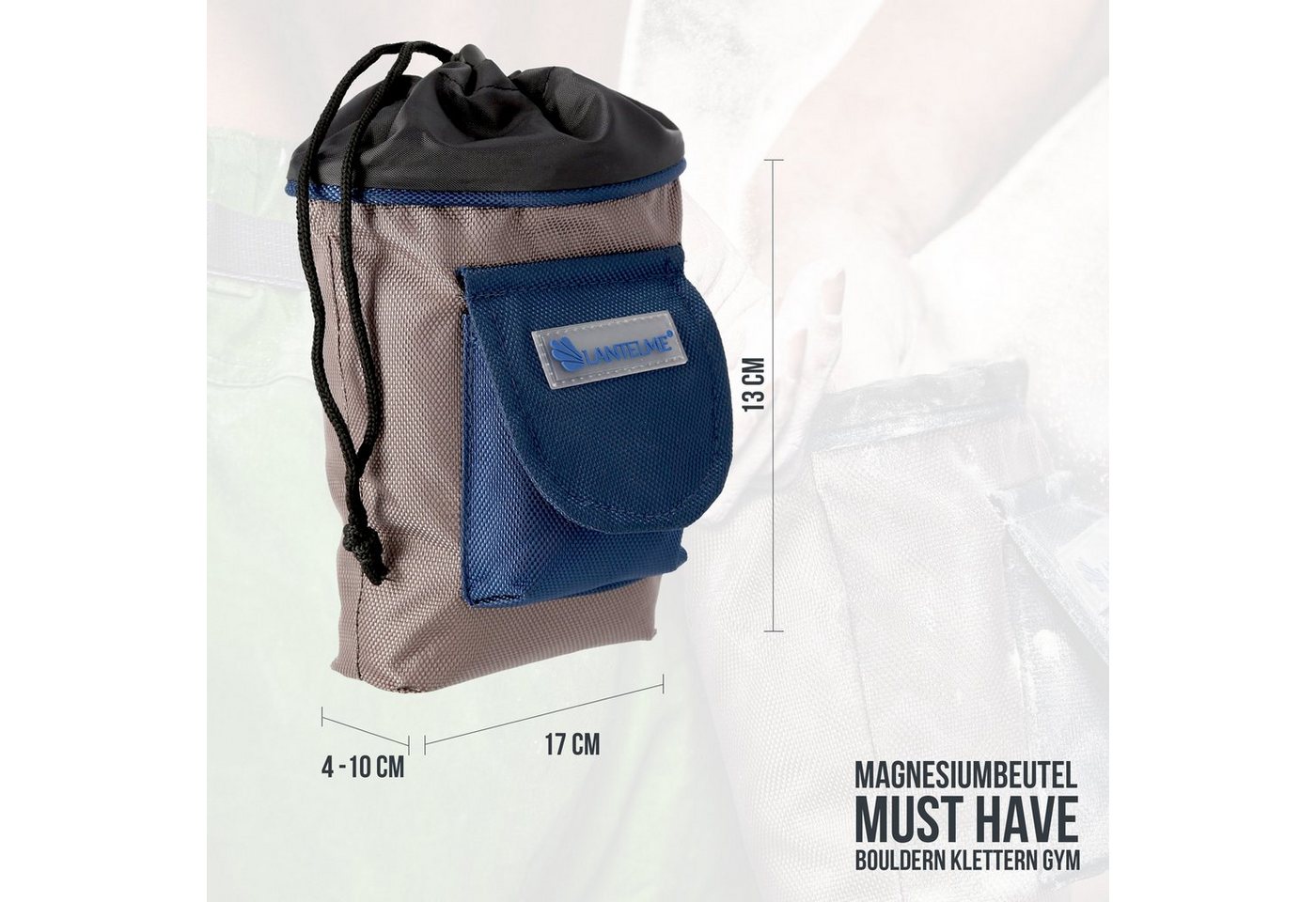 Lantelme Sporttasche Magnesiabeutel Chalkbag Boulder Tasche Hüfttasche Gürteltasche (1-tlg), Chalkbag mit 17x13cm große Öffnung Bild 5