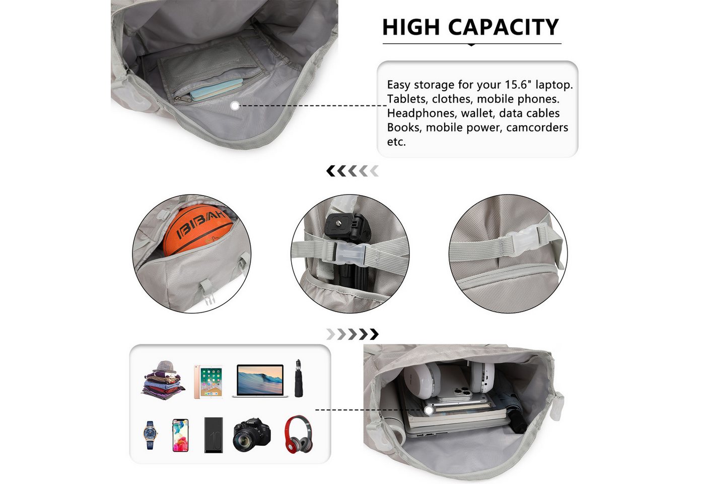 KONO Sportrucksack mit Ballfach – Multifunktional für Basketball, Fitness & Reisen Bild 2
