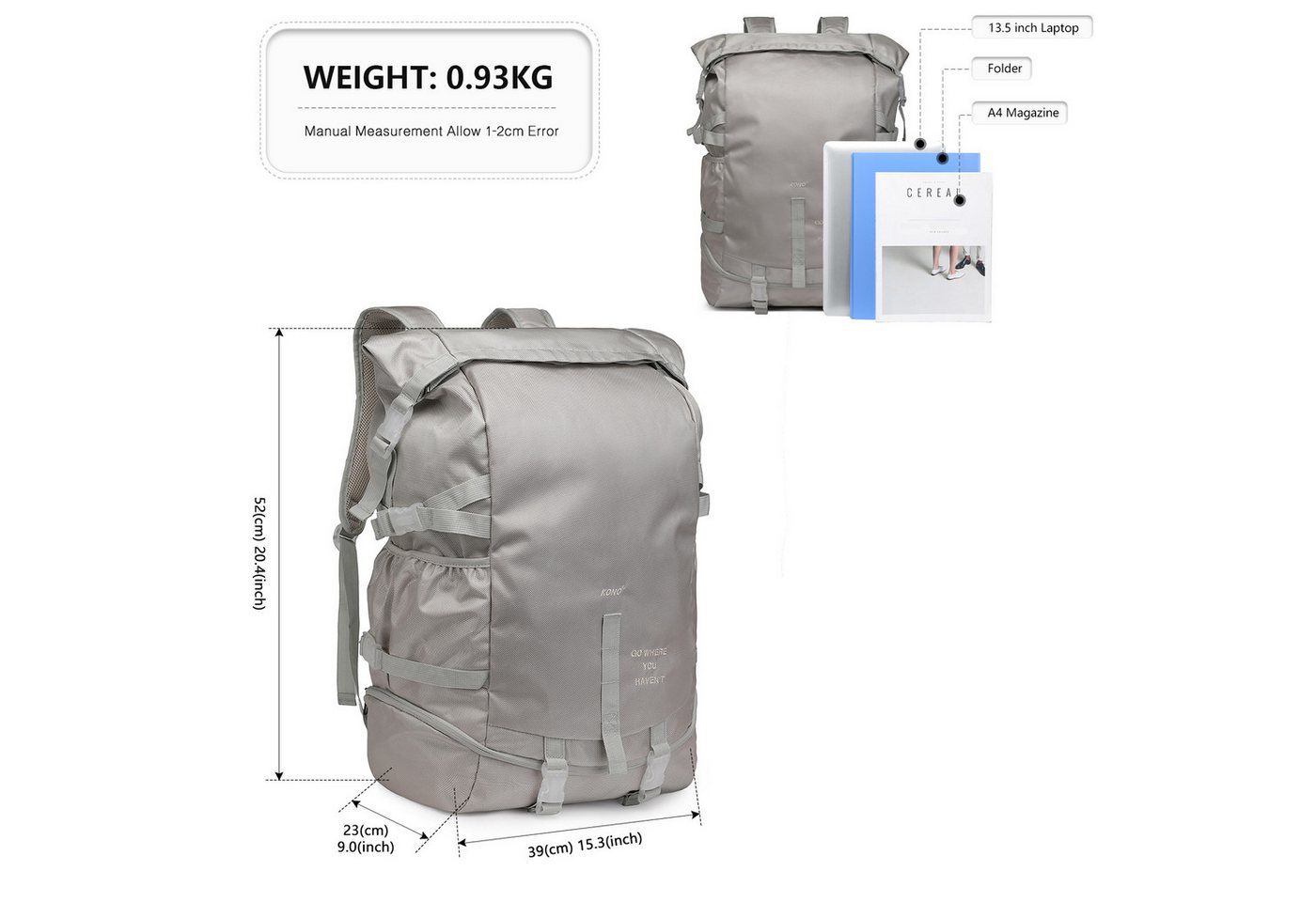 KONO Sportrucksack mit Ballfach – Multifunktional für Basketball, Fitness & Reisen Bild 4