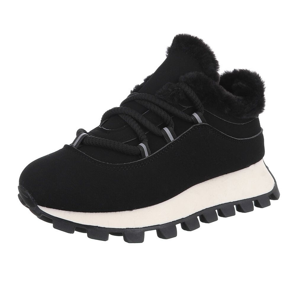 Ital-Design Stylische Sneaker mit Fütterung für Alltag und Freizeit Snowboots (90542989) Keilabsatz/Wedge Sneakers Low in Schwarz Bild 3
