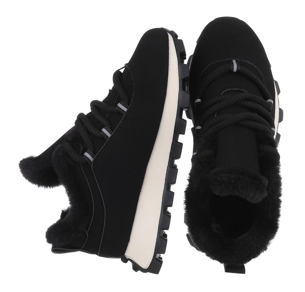Ital-Design Stylische Sneaker mit Fütterung für Alltag und Freizeit Snowboots (90542989) Keilabsatz/Wedge Sneakers Low in Schwarz Bild 4