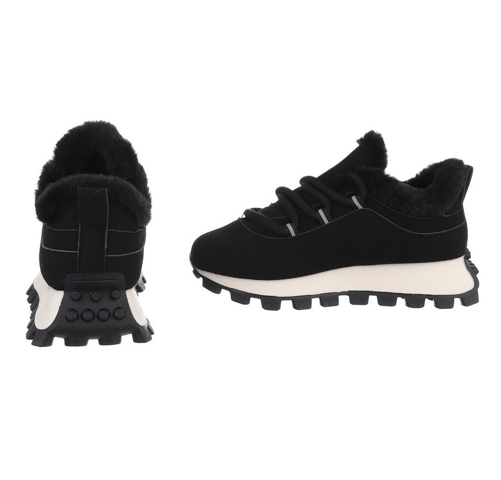 Ital-Design Stylische Sneaker mit Fütterung für Alltag und Freizeit Snowboots (90542989) Keilabsatz/Wedge Sneakers Low in Schwarz Bild 5