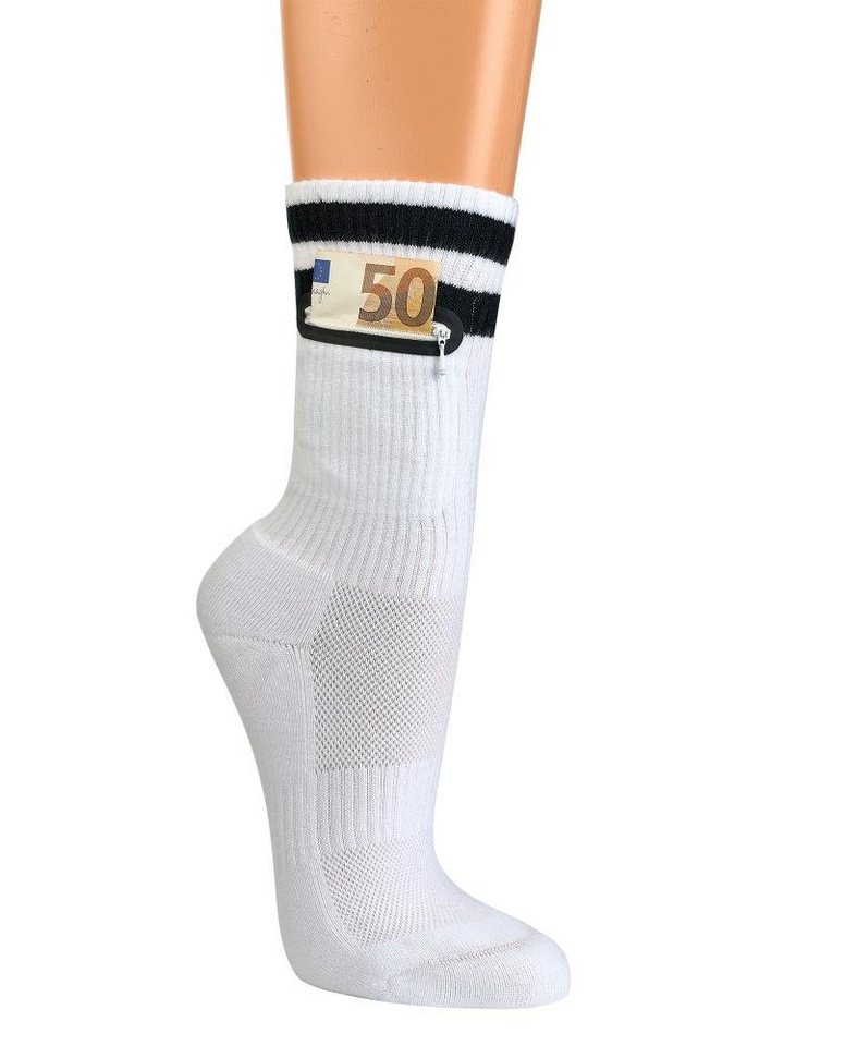 TippTexx 24 Funktionssocken 2 Paar COOLMAX Tresor-Socken Sportsocken mit Tasche für Damen & Herren (2 Paar) Polstersohle, Spezial-Piqué-Netzstrick, Tasche mit Reißverschluss Bild 5