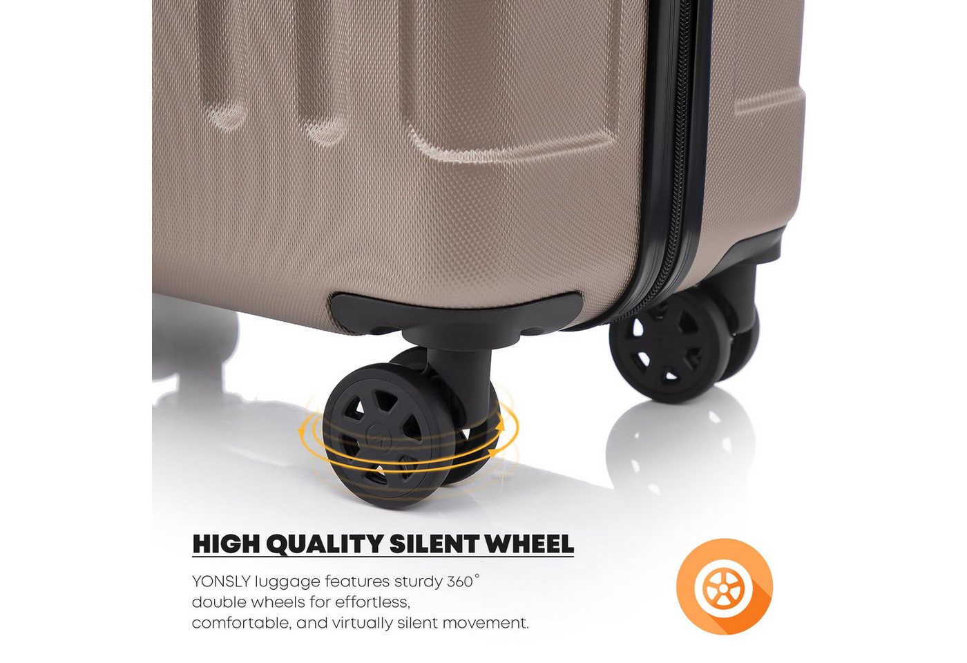 YONSLY Koffer Premium Reisekoffer Hartschalen-Koffer Trolley Kabinenkoffer S-M-L-XL, 4 Rollen, 360°-Doppelrollen, TSA-/Zahlenschloss, YKK-/Standardreißverschluss Bild 3