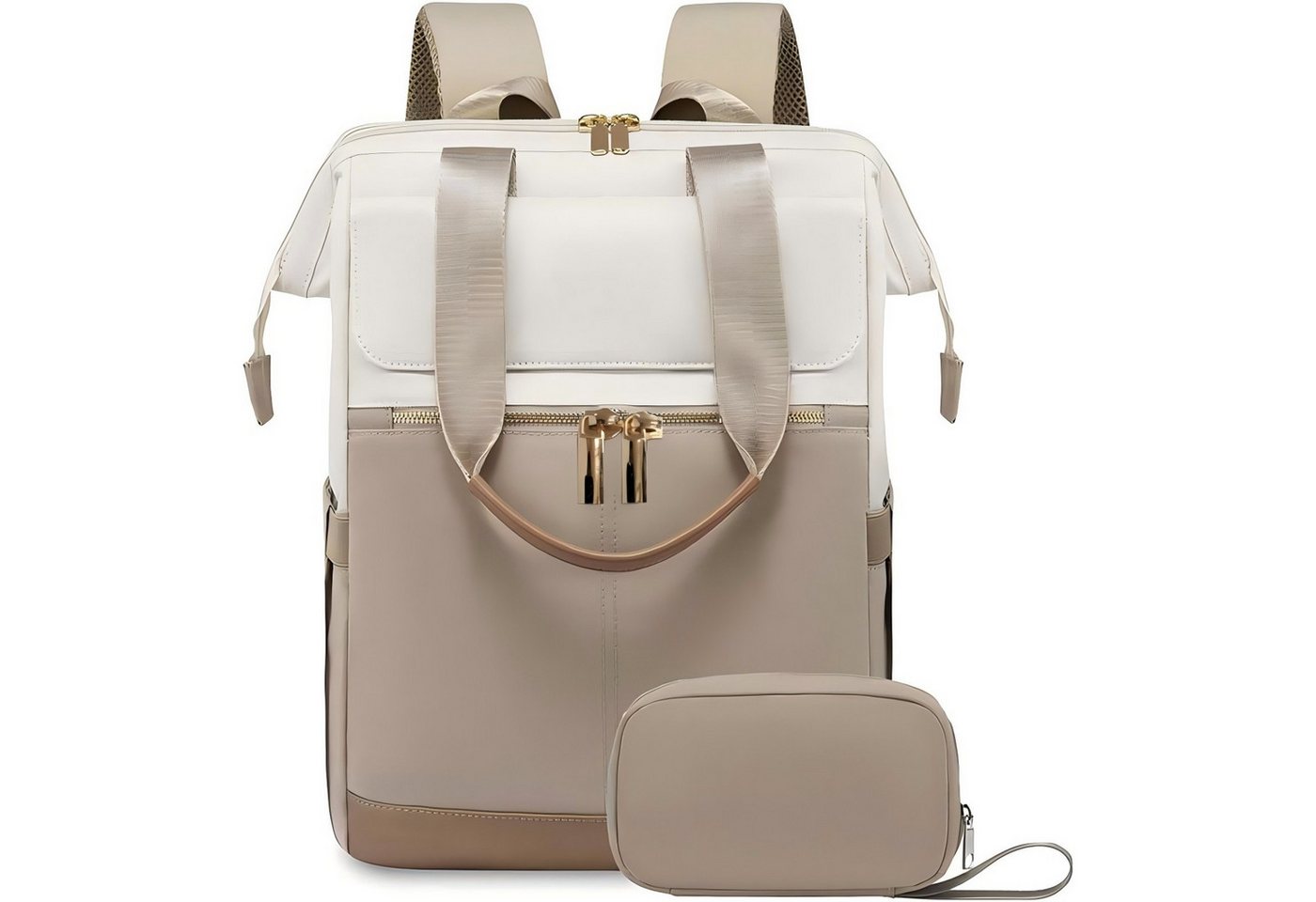 Toomoke Rucksack Rucksack Damen mit passendem Kosmetiktasche, Schultasche Teenager (Geräumiger City-Rucksack, praktisches Handgepäck für Flugreisen), wasserabweisender Laptoprucksack bis 15,6 Zoll für Büro & Reisen Bild 2