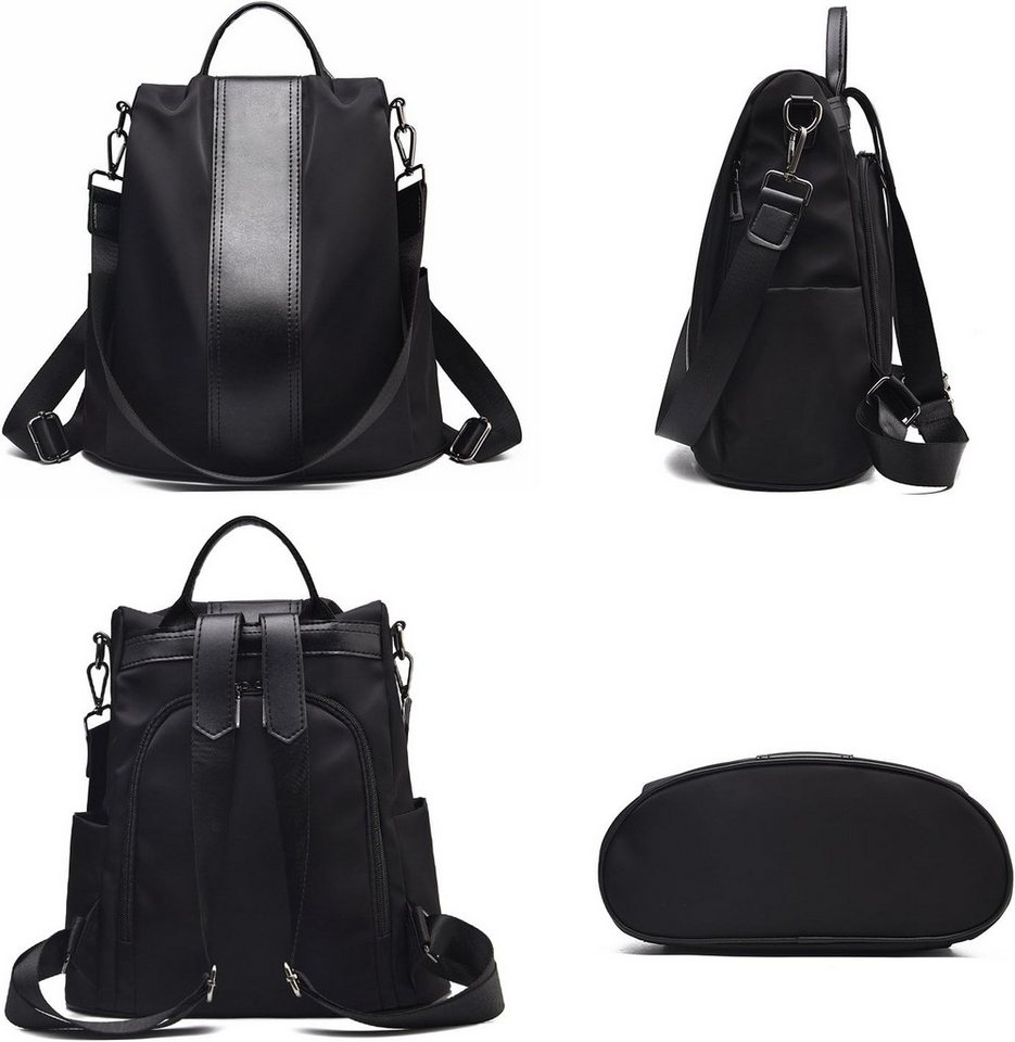 Toomoke Rucksack Cityrucksäcke Damen Anti-Diebstahl, Nylon, wasserabweisend, leicht, Rucksacktaschen 2-in-1, Schultertasche, 32 x 14 x 34 cm, Reise Alltag Bild 2