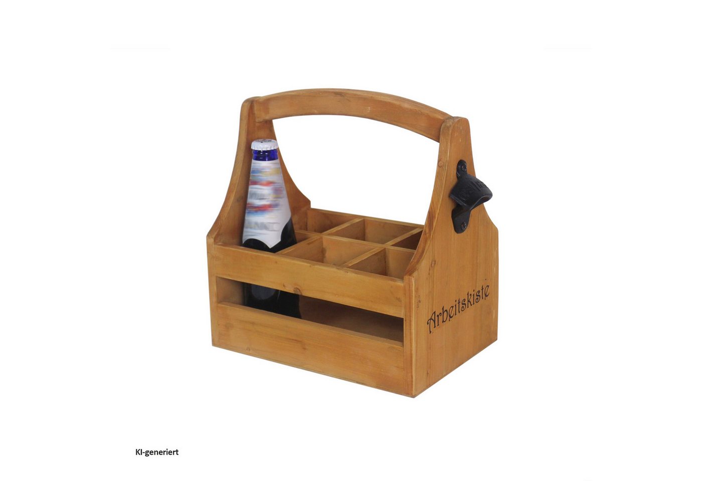 HTI-Living Flaschenkorb Rustikale Holz-Arbeitskiste mit Flaschenöffner, Biercaddy Flaschenträger Bild 2