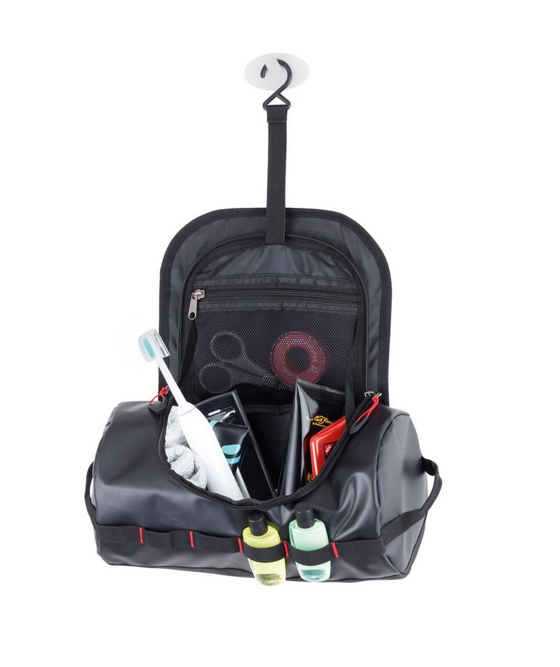 TROIKA Kulturbeutel zum Aufhängen WASHBAG aus Tarpaulin – robuste Waschtasche für Reisen, Waschtasche für Reisen, geräumige Kulturtasche für Männer, mit Haken Bild 3