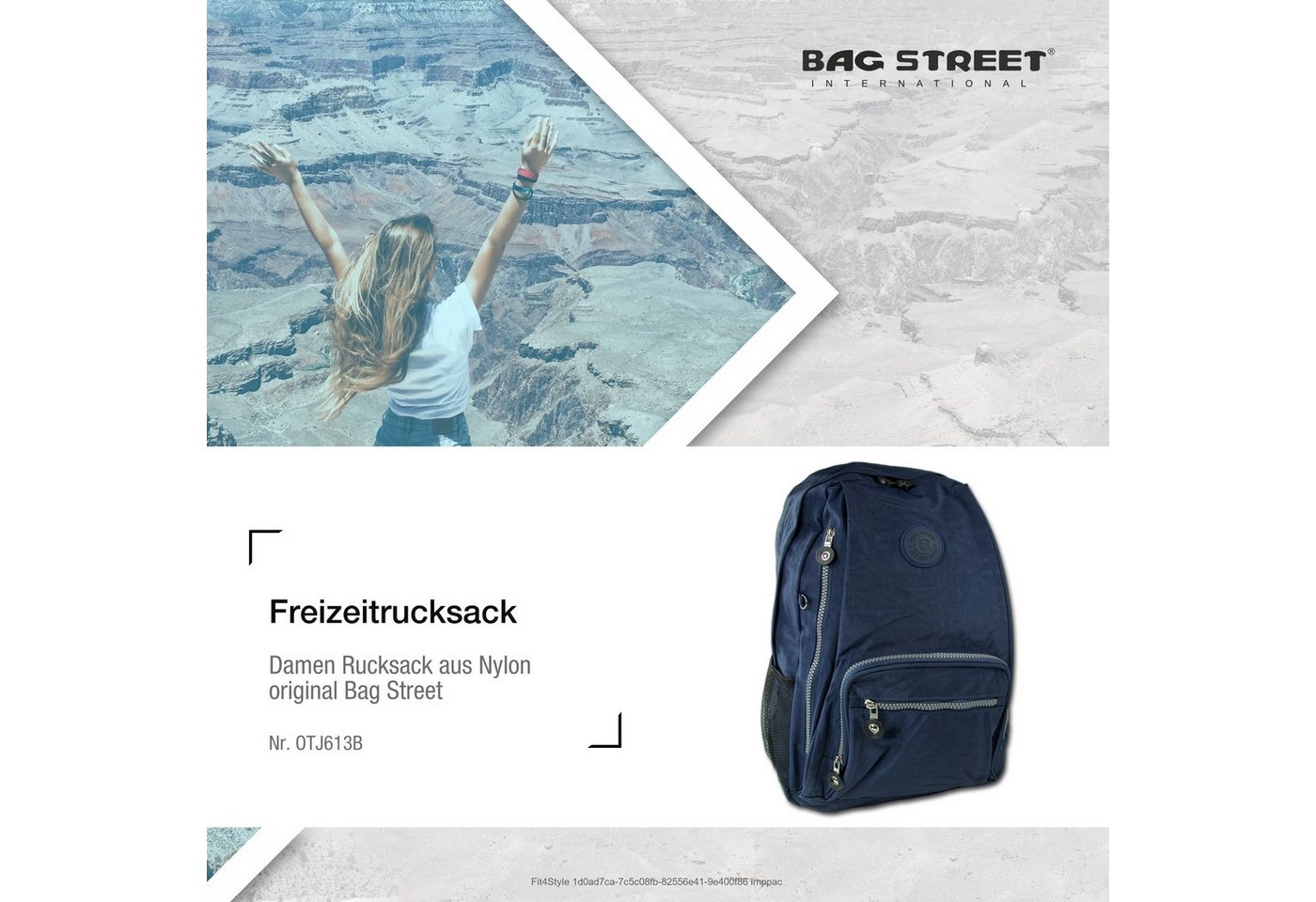 BAG STREET Freizeitrucksack Bag Street Rucksack Nylon navy, Damen, Jugend Freizeitrucksack, Sportrucksack Nylon, blau ca 43cm hoch