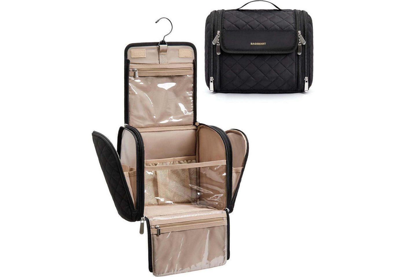 LuxusKollektion Kulturbeutel Kulturbeutel Make Up Organiser Groß Aufhänger Damen Mädchen Schwarz