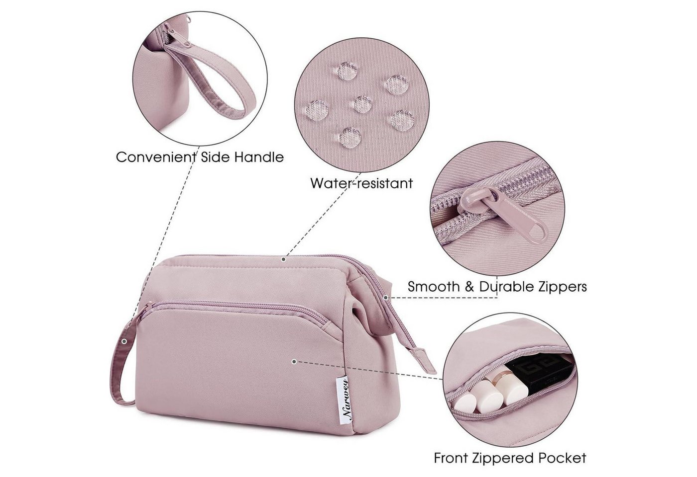 LuxusKollektion Kosmetiktasche Kulturtasche Kulturbeutel Kosmetiktasche Makeuptasche Damen A-rosa Bild 3