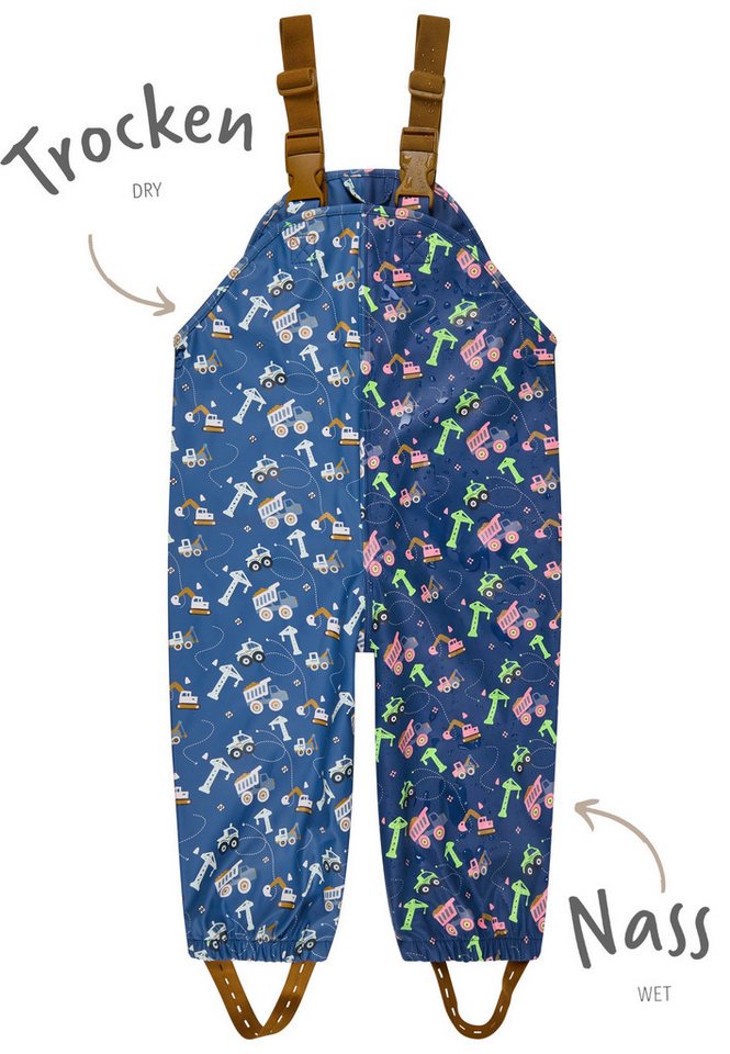 Sterntaler® Regenhose Farbwechsel Matschhose ungefüttert Baustelle (1-tlg) Wasserdichte Regenhose mit Farbwechsel und Reflexlogo
