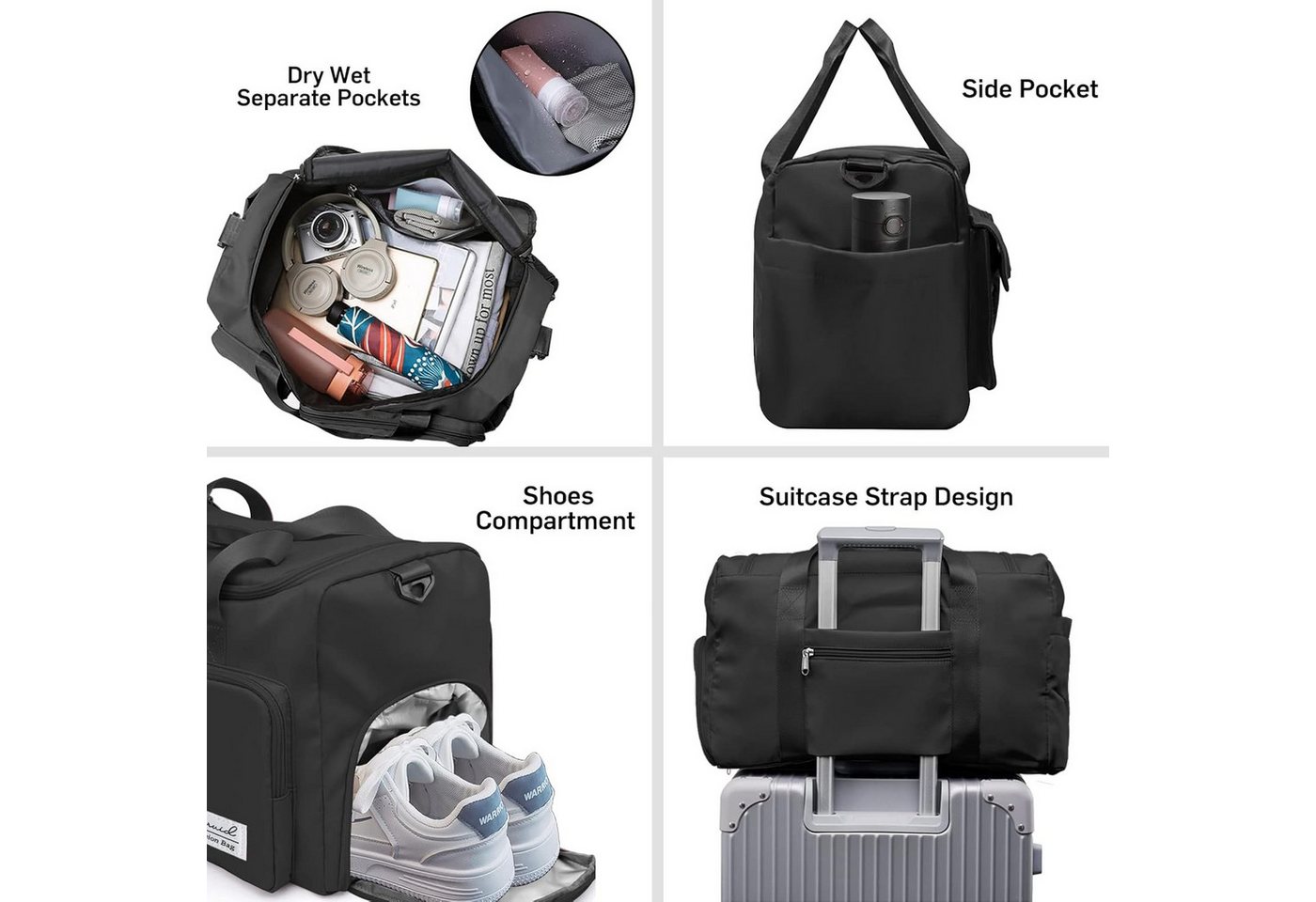 Toomoke Reisetasche Sporttasche mit Schuhfach und Nassfach für Herren Damen Wasserdicht (Trainings Tasche, Sport Bag für Sport & Reisen, mit verstellbaren Schultergurten,Schuhfach und Nassfach), Praktisches und leichtes Design