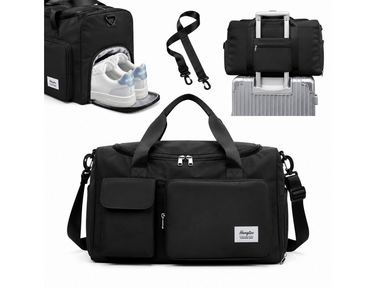 Toomoke Reisetasche Sporttasche mit Schuhfach und Nassfach für Herren Damen Wasserdicht (Trainings Tasche, Sport Bag für Sport & Reisen, mit verstellbaren Schultergurten,Schuhfach und Nassfach), Praktisches und leichtes Design Bild 2