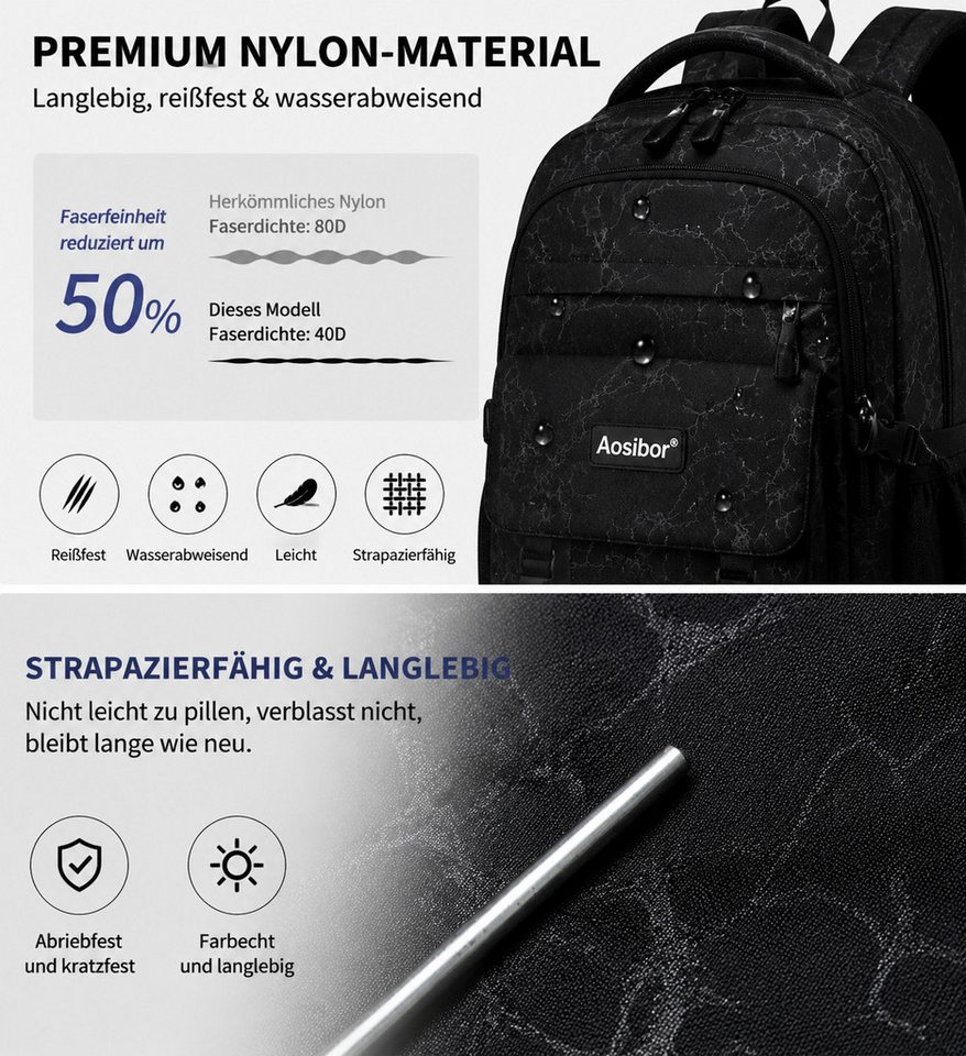 ibettertec Rucksack Rucksack Set 3 Teile Schulrucksack Tasche Federmappe Freizeit (Praktischer 3-in-1 Rucksack, mit passender Umhängetasche und Mäppchen), ideal für Alltag, Studium und Reisen Bild 4