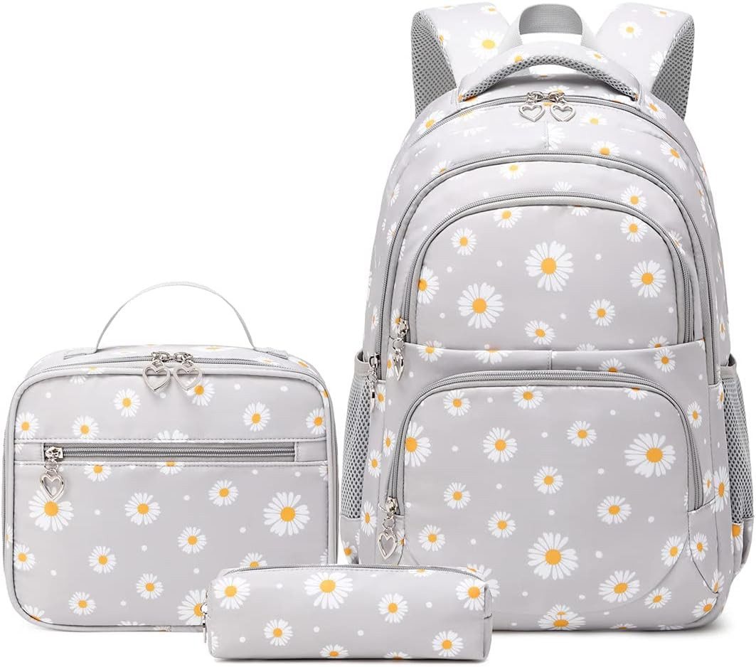 MOPUEA Schulrucksack Schulrucksack Set 3-teilig Wasserabweisend Ergonomisch Atmungsaktiv, Büchertasche Schultasche mit Lunchbox und Federmäppchen Tagesrucksäcke Bild 3