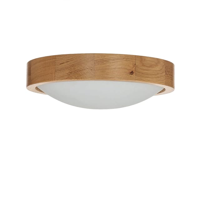 Licht-erlebnisse - Deckenlampe rund Holz Glas Schirm Ø27cm Wohnzimmer