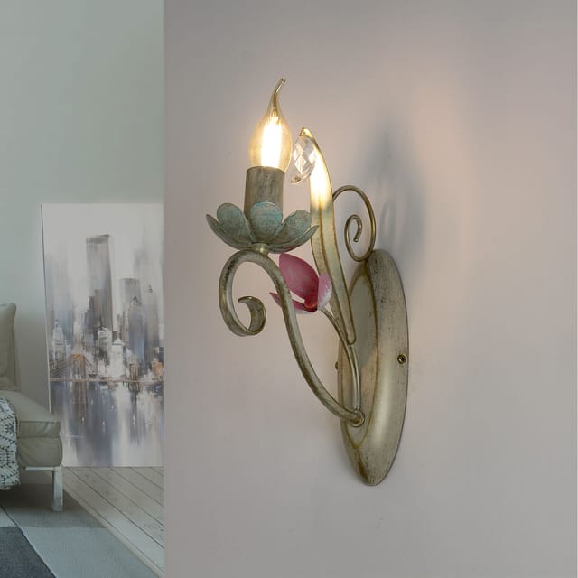 Wandlampe Weiß Shabby Floral