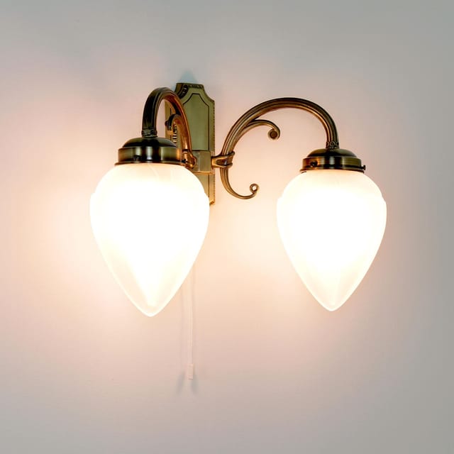 Längliche Wandlampe mit Glasschirm Bronze farben