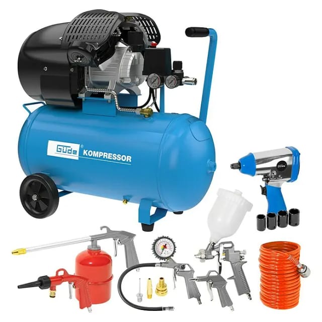 Güde - Druckluftkompressor Kompressor set 405/10/50 15 tlg 10 Bar 50 Liter