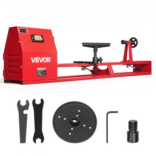 VEVOR Drechselbank 355 x 1016 mm 1/2 PS Tischdrehbank mit 4 Drehzahlstufen für Tischbeine Spazierstöcke und Große Holzwerkstücke, mit Thermoschutz, Robustem Metallrahmen sowie Werkzeug- und Zubehörset