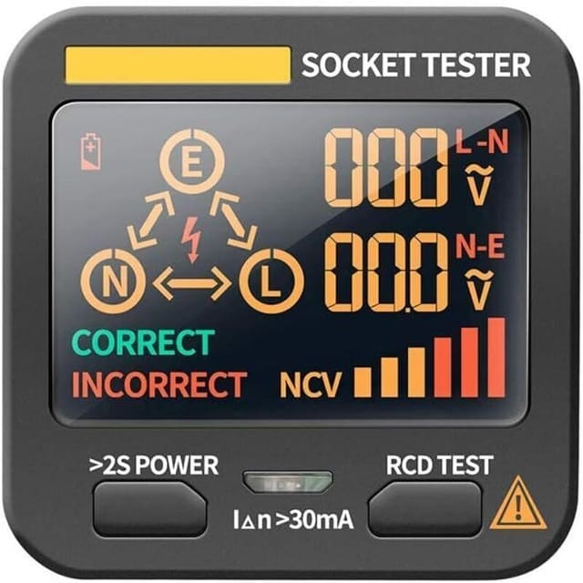 Spannungsprüfer, Digitales Lcd-display, Smart-plug-tester, Eu-stecker, Fi-schutzschalter-detektor, Netzstecker-polarisationselektroskop, Phasenprüfer