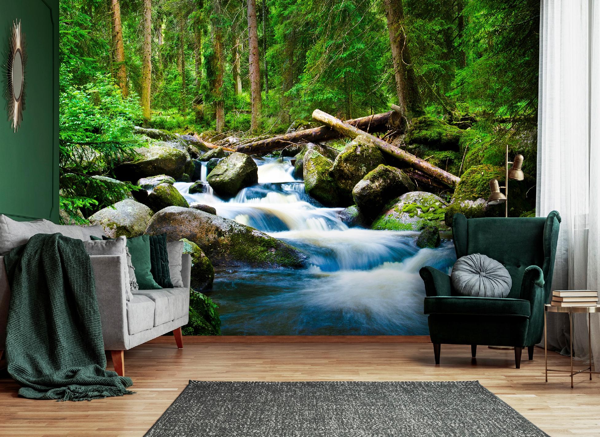 Fototapete Wasserfall Wald Natur 3d-optik, Für Wohnzimmer Und Schlafzimmer, 150 X 105 Cm – Komplettset Inkl. Kleister & Anleitung
