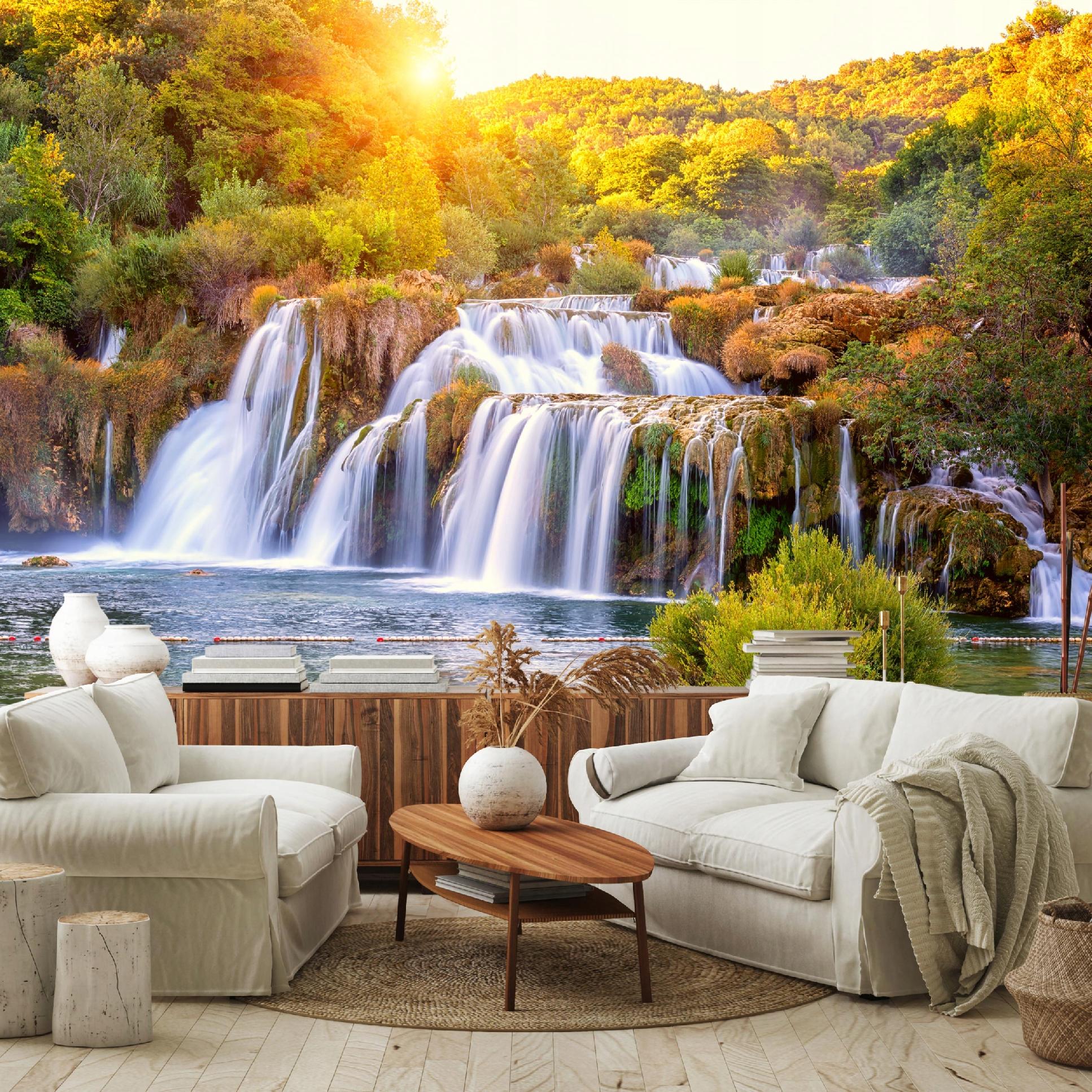 Fototapete Wasserfall Landschaft 3d-optik, Für Wohnzimmer Und Schlafzimmer, 400 X 280 Cm – Komplettset Inkl. Kleister & Anleitung