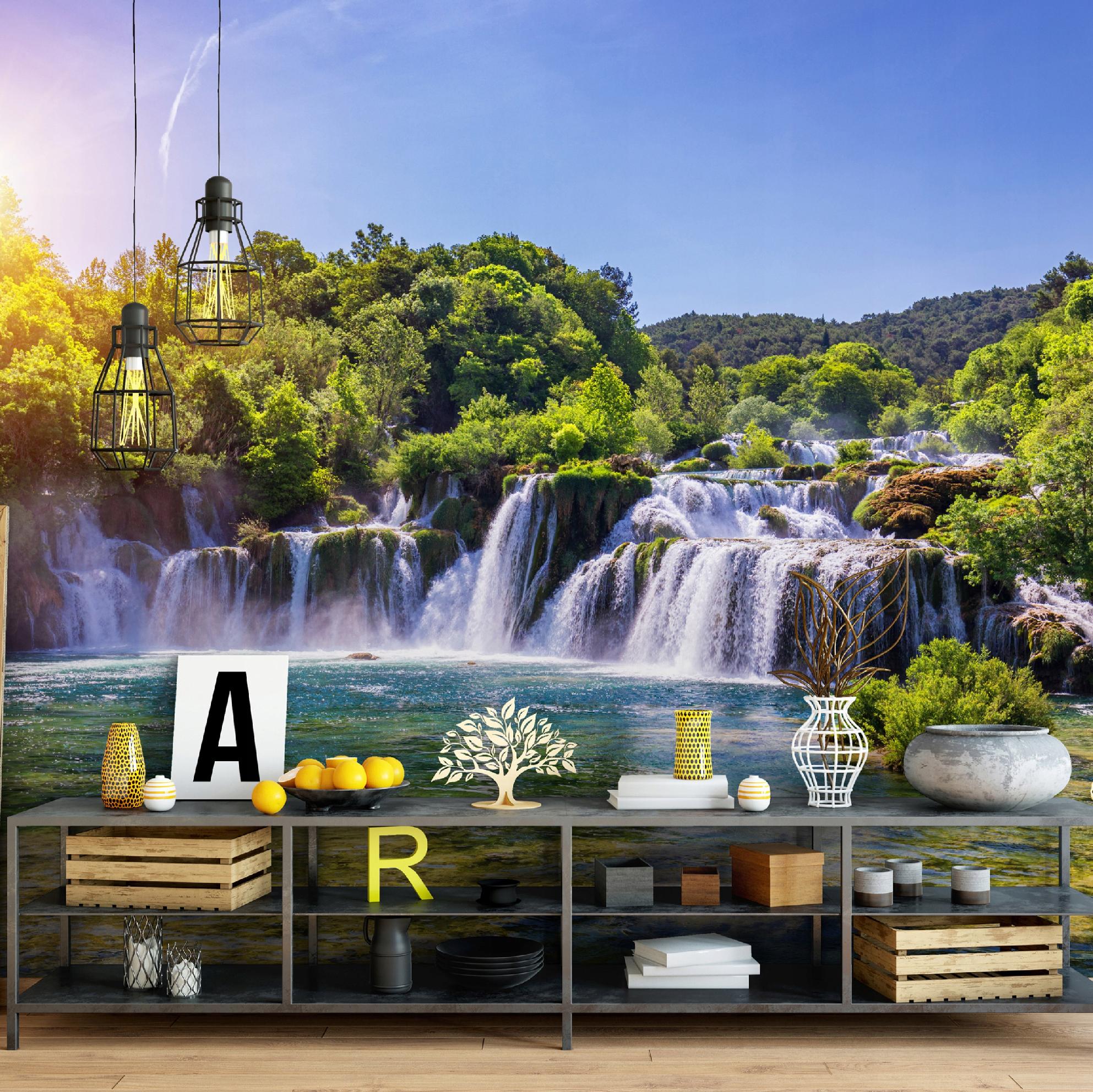Fototapete Wasserfall Natur Aussicht, Für Wohnzimmer Und Schlafzimmer, 200 X 140 Cm – Komplettset Inkl. Kleister & Anleitung