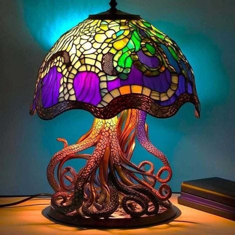 Bunte Oktopus-pilz-lampe Aus Kunstharz, Dekoratives Nachtlicht Für Zuhause, Schlafzimmer, Weihnachtsfeier, Geburtstagsgeschenk, Im Maritimen Stil
