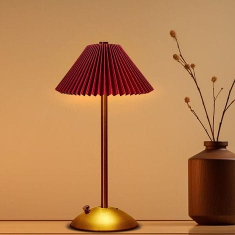 Tragbare Led-tischleuchte Mit Berührungssensor, 3 Farben, 3 Helligkeitsstufen, Schreibtischlampe Aus Metall, Esszimmerlampe (rot)