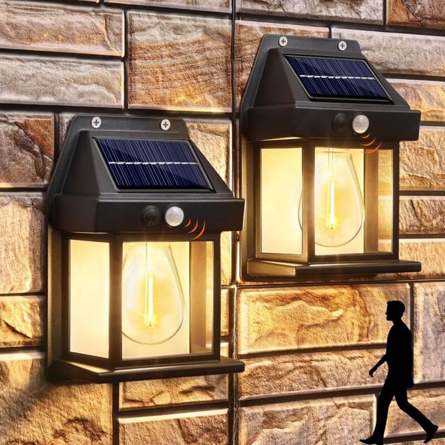 2er-pack Retro-solar-wandleuchten Mit Bewegungsmelder, 3 Modi, Ip65 Wasserdicht, Warmweiß