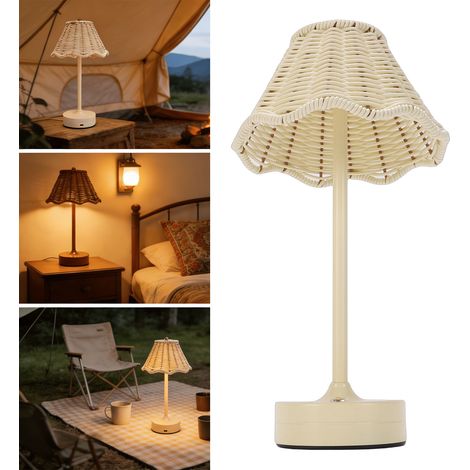 Kabellose Tischleuchte Aus Böhmischem Rattan, Korblampe, Dimmbare, Wiederaufladbare Led-nachttischlampe, Dekorative Beleuchtung Für Zuhause, Restaurant, Hotel [energieklasse A]