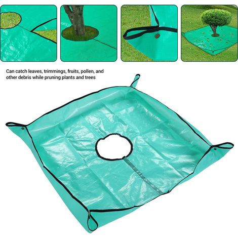 Gartenplanen Für Baumschnitt, Wasserabweisende Plane Mit 20 Cm Großen Löchern, Eckschlaufen, Kann Um Bäume Und Sträucher Herum Aufgestellt Werden, 100 X 100 Cm