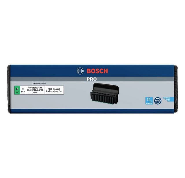 Pro Impact Steckschlüsselsatz Set, 1/2', tief, 9-tlg. - Bosch