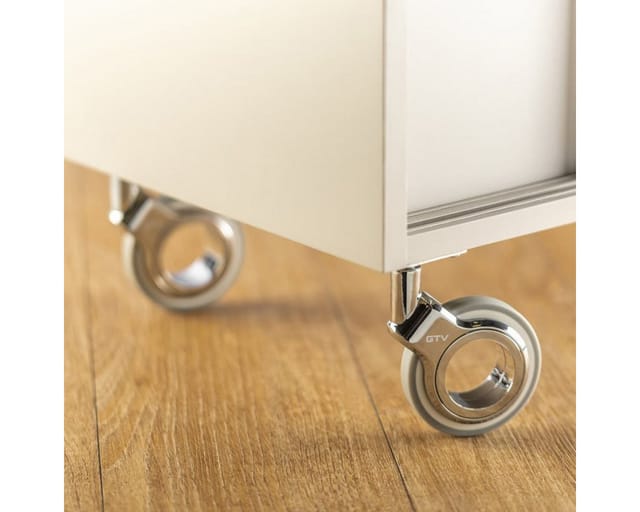 Ms Beschläge - Möbelrolle Chrom glänzend bodenschonend Lenkrolle Laufrolle Grau ø 75mm Rolle